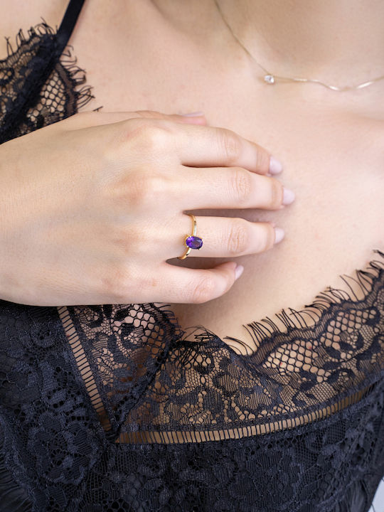Kiriakos Gofas Ring with Stones made of Gold 14K