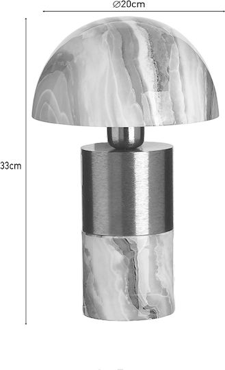 Inart Metal Table Lamp with Gray Shade and Gold Base