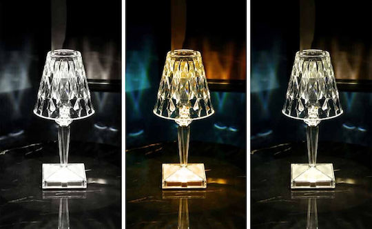 Eurolamp Пластмасова Винтидж Настолна лампа LED с Прозрачен Абажур и Основа