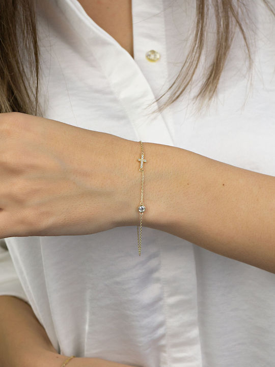 Kiriakos Gofas Bracelet Chain with Cross design made of Gold 9K