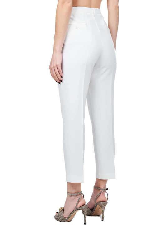 Vicolo Women's High-waisted Fabric Trousers in Straight Line White