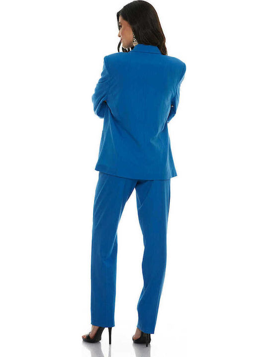 Damen Blau Anzug in Lockerer Passform