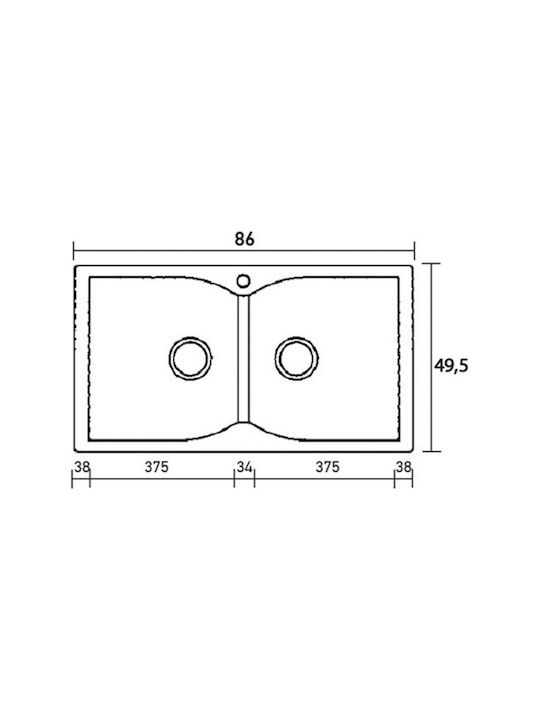 Sanitec Classic Drop-In Spüle aus Verbundgranulat B86xT50cm White