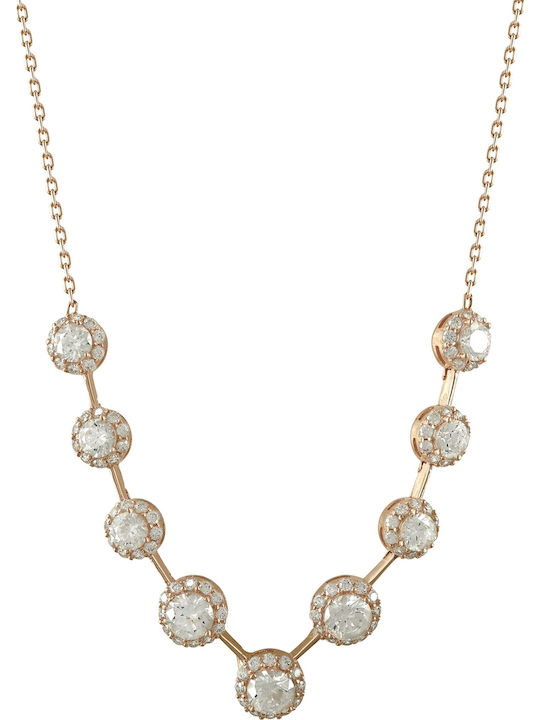 Kiriakos Gofas Set with Necklace , Earrings & Ring from Rose Gold with Stones