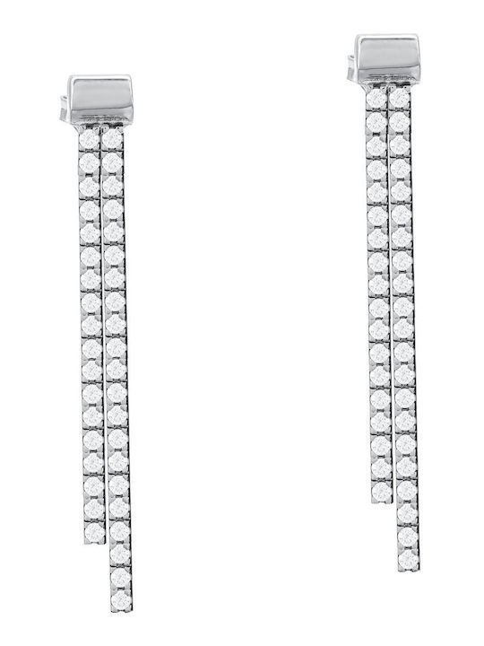 Kiriakos Gofas Set with Necklace , Earrings & Bracelet from White Gold 14K with Stones