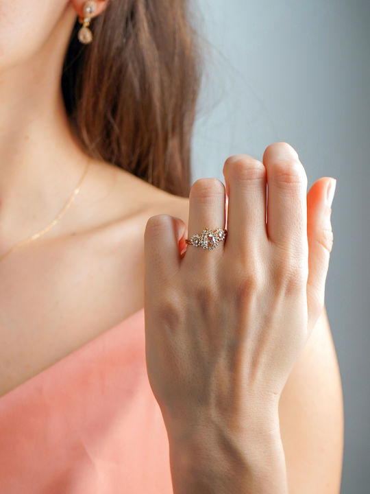 Kiriakos Gofas Set with Necklace , Earrings & Ring from Gold 14K with Stones