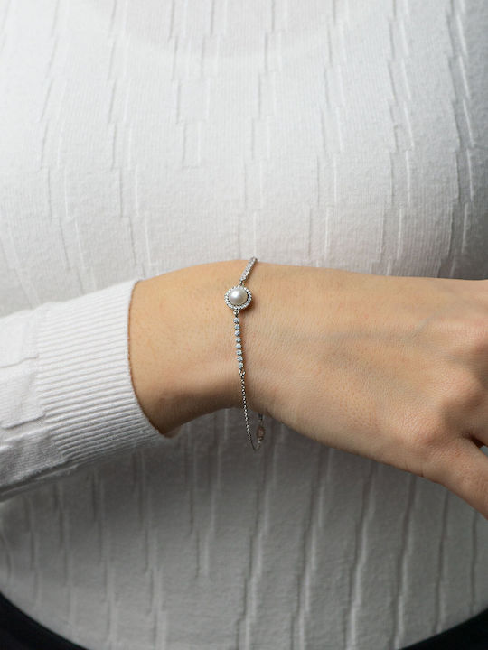 Kiriakos Gofas Set with Necklace , Earrings & Bracelet from White Gold 14K with Stones