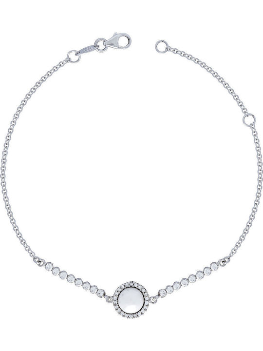 Kiriakos Gofas Set with Necklace , Earrings & Bracelet from White Gold 14K with Stones