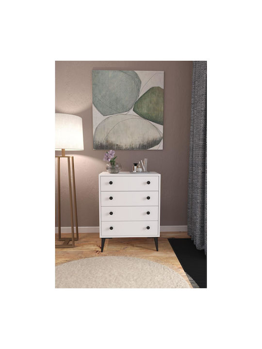 Amari Wooden Chest of Drawers with 4 Drawers White 72x43x96cm