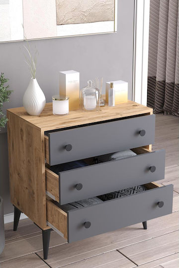 Amari Wooden Chest of Drawers with 3 Drawers 72x43x79cm