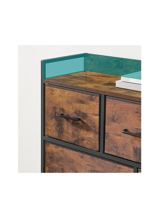 Wooden & Metallic Chest of Drawers with 7 Drawers 98x28.5x85cm