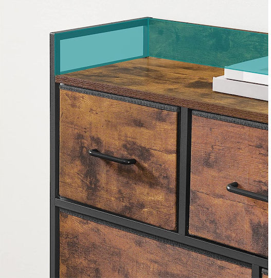 Wooden & Metallic Chest of Drawers with 7 Drawers 98x28.5x85cm