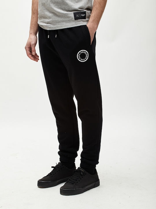 HoodLoom Men's Sweatpants with Rubber Black +ΜΑΎΡΟ