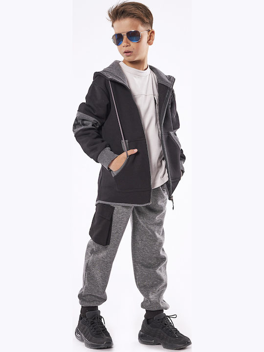 Kids Sweatshirt Cardigan with Hood Black