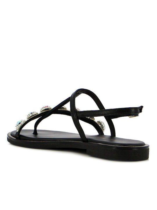 Fratelli Petridi Women's Flat Sandals in Black Color