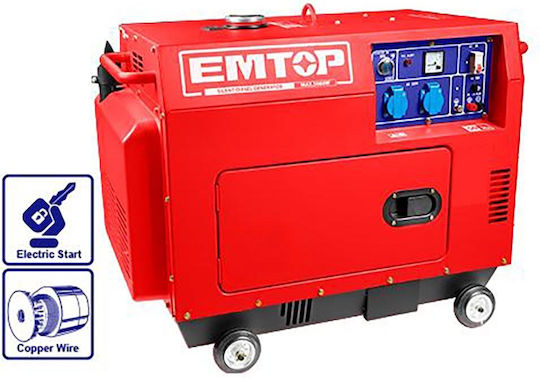 Emtop Generatoare silențioase Generator Petrol cu Autostart și Putere Maximă 6.25kVA