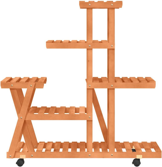 vidaXL Blumentopf-Regal Holz Braun mit Rädern 95cmx25cmx101cmcm.