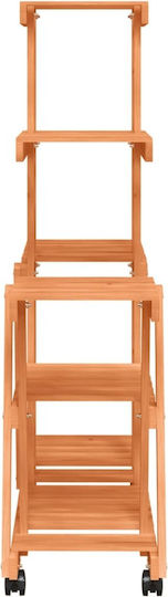 vidaXL Blumentopf-Regal Holz Braun mit Rädern 95cmx25cmx101cmcm.