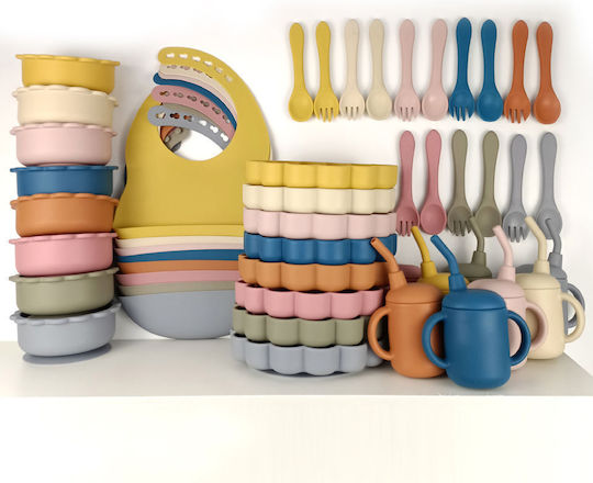 Queen Mother Silicone Feeding Set With Anti-Slip Beige Base 5 Pieces For 6+ Months