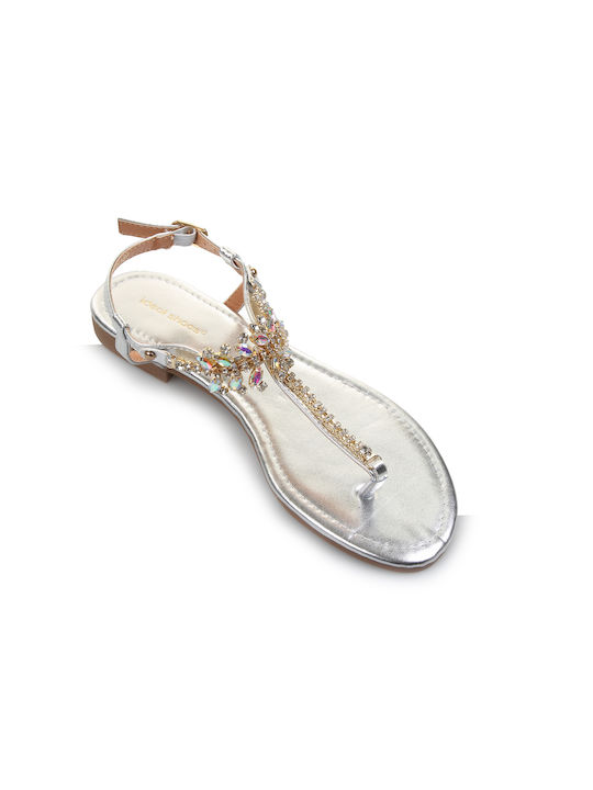 Fshoes Women's Flat Sandals in Silver Color