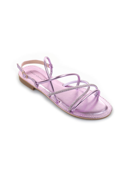 Fshoes Damen Flache Sandalen in Lila Farbe