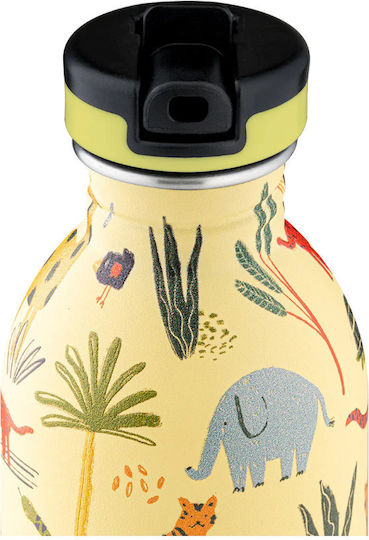 24Bottles Jungle Friends Kids Water Bottle Stainless Steel Yellow 250ml