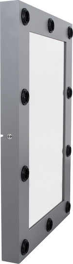GloboStar Makeup Mirror Wall Mirror with Gray Wooden Frame & LED Lighting 90x60cm 1pcs