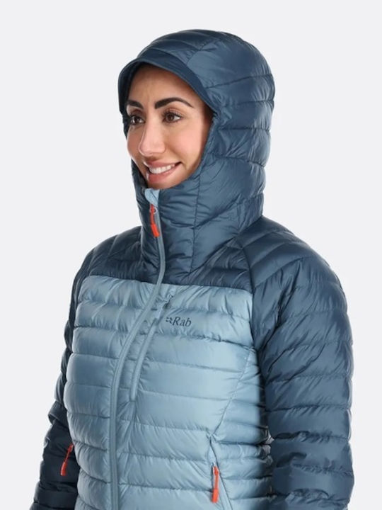 Rab Microlight Alpine Women's Short Puffer Jacket for Winter with Hood Blue RAB--ORB_1