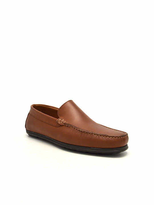 Damiani Men's Leather Boat Shoes Cognac