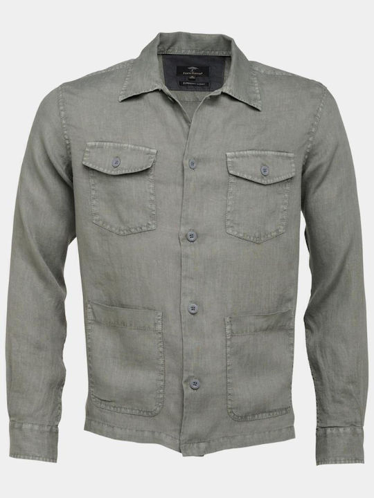 Fynch Hatton Herrenhemd Overshirt Langärmelig Leinen Khaki