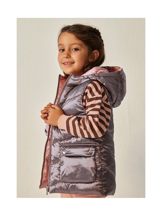 Mayoral Kids Quilted Jacket Sleeveless Short Double Sided with Hood SOAPY MILL