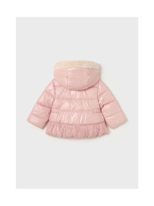 Mayoral Girls Quilted Coat Pink with Ηood