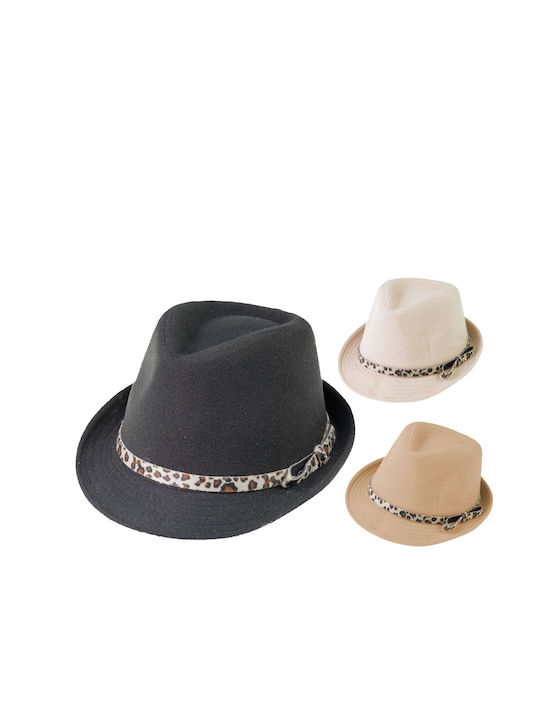 Frauen Stoff Hut Fedora Schwarz