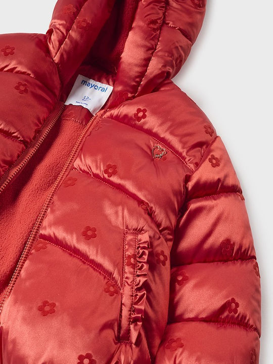 Kinder Steppjacke Kurz mit Kapuze Rot