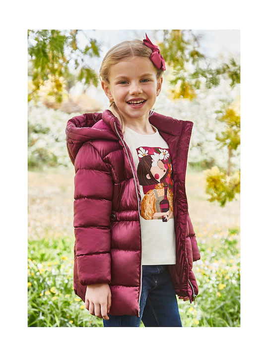 Mayoral Girls Quilted Coat Burgundy with Ηood