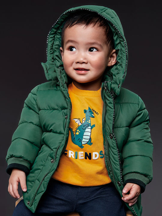 Daunen-Kinderjacke Kurz mit Futter & Kapuze Grün