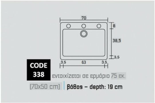Sanitec Classic Drop-In Chiuvetă din Granit Sintetic L70xW50cm Alb