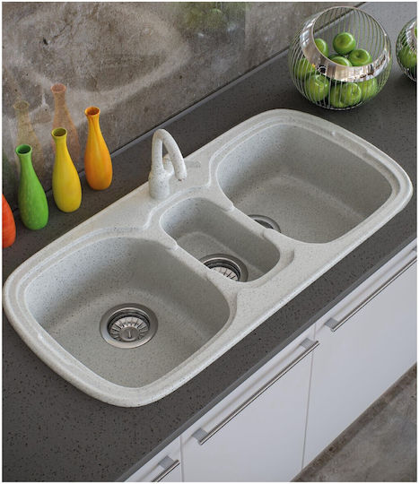 Sanitec Classic Drop-In Spüle aus Verbundgranulat B97xT51cm Granite Black