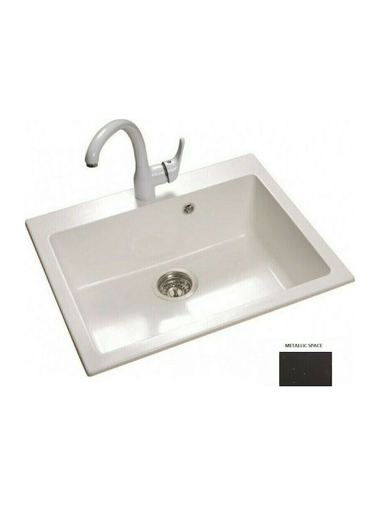 Sanitec Classic Drop-In Sink Synthetic Granite W70xD50cm Metallic Space