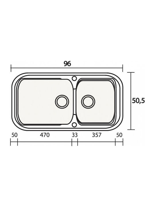 Sanitec Classic Drop-In Spüle Links aus Verbundgranulat B96xT51cm Granite Green