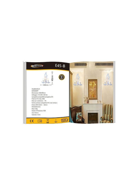 Universo Illuminazione Universo E45-C Classic Lamp Wall with Socket E14 White 34x34cm