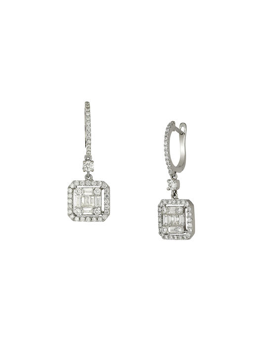 Earrings Pendants made of Platinum with Diamond