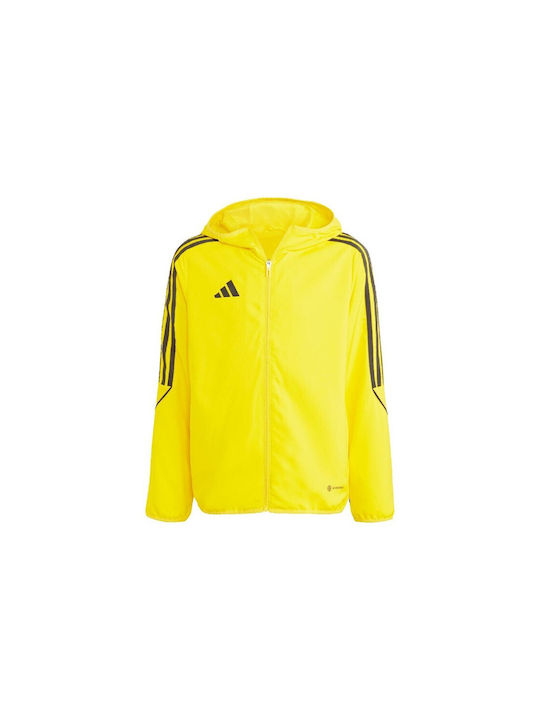 Adidas Kids Casual Jacket Short Windproof with Hood Yellow Tiro 23 League