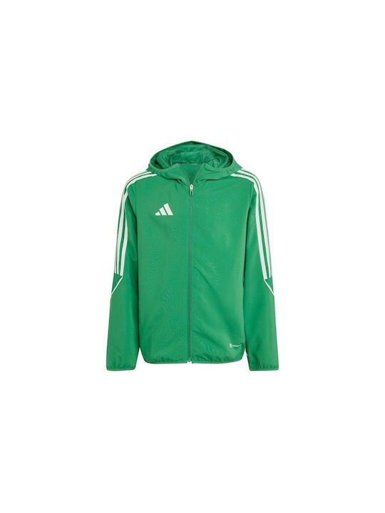 Adidas Kids Casual Jacket Short Windproof with Hood Green Tiro 23 League