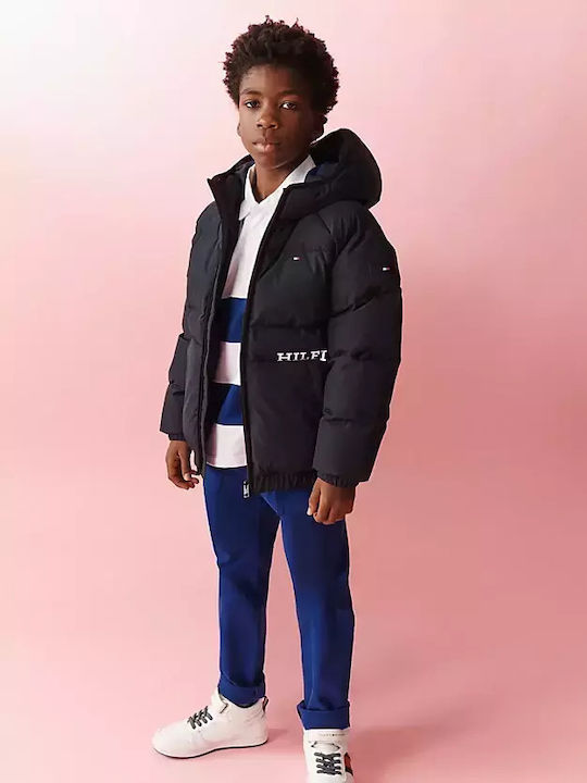 Kids' Quilted Jacket Short with Hood Black
