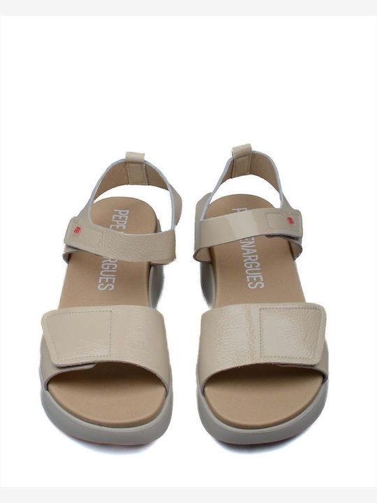 Anatomic Women's Leather Ankle Strap Platforms Beige