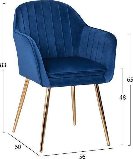 Glenda Dining Room Velvet Chair Blue 59x56x86cm 2pcs