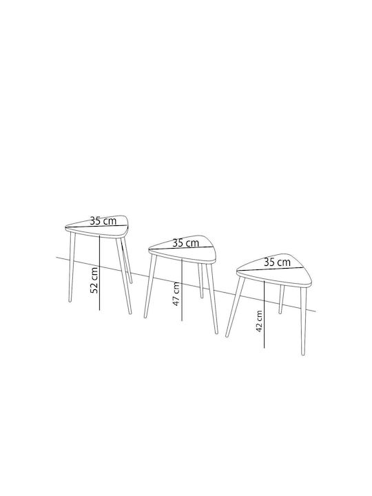ArteLibre Beistelltisch Abidemi Holz Nussbaum 3 Stück M35xL35xH52cm