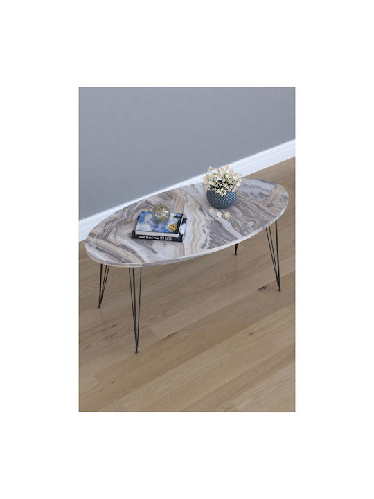 Ovale Zentral Kaffeetisch Seye Holz Grau M90xB45xH40cm