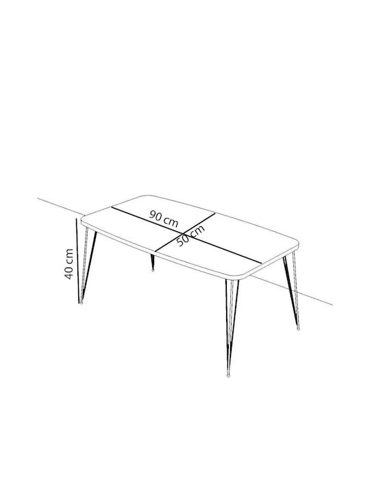 Masa Centrală Rectangulară Femi Din Lemn Neagră L90xL50xÎ40cm